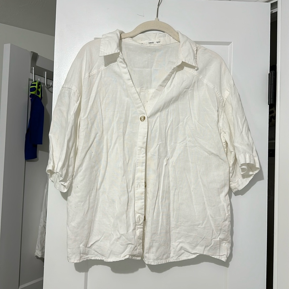 Mango Cotton Linen-Blend Shirt